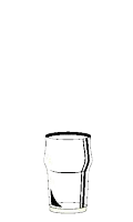 a cartoon drawing of a glass of beer with a straw coming out of it .