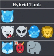 a screenshot of a hybrid tank with different animals