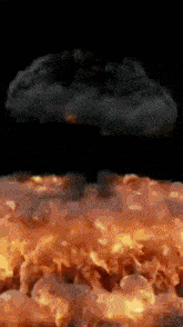 a painting of a nuclear explosion with a cloud in the background