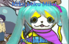a picture of a cartoon character with the name miku miku miku on it