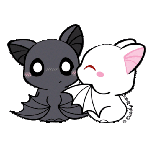 Couple Cuddling Bats Sticker - Couple Cuddling Bats Stickers
