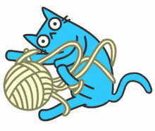 Cat Crazy Blue Cat GIF - Cat Crazy Blue Cat Yarn GIFs