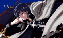 a pixel art of a man with a cape and a sword