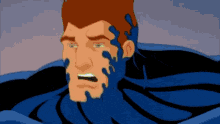 a close up of a cartoon character 's face with venom on it