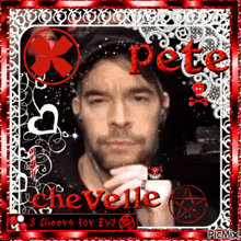 a picture of a man with the name pete written on it