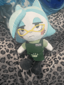 a stuffed animal with the name karen on the front
