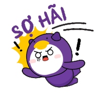 a sticker of a purple penguin with the words so hai on it