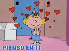 Snoopy Sally Pienso En Ti Corazones GIF - Snoopy Hearts Love GIFs