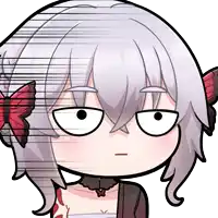 a cartoon drawing of a girl with white hair and a red butterfly in her hair