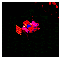a computer generated image of a red and blue duck