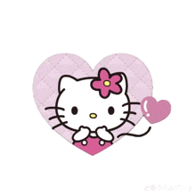 a picture of hello kitty in a heart with a balloon
