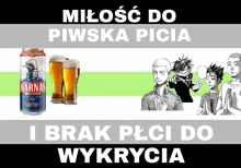 a can of harnas beer with two glasses of beer next to it