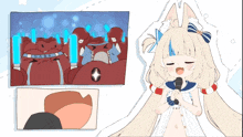 a cartoon drawing of a girl singing into a microphone with the word osaka on her shirt