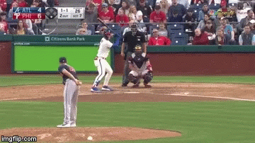 Bryce Harper has a few words for the umpire - GIF - Imgur