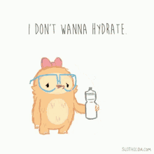 a sloth wearing glasses is surrounded by a pile of food and says i wanna carbohydrate !