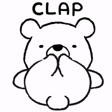 white shy bear clapping clapping with feet