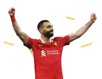 a soccer player wearing a red shirt that says standard chartered on it