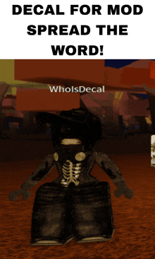 a picture of a person with the words decal for mod spread the word at the top