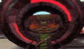 a cartoon character says " now just relax " in front of a red circle
