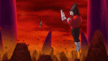 a cartoon of a man in a red and black outfit