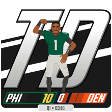 a cartoon illustration of a football player with the number 1 on his jersey