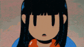a cartoon drawing of a girl with long black hair