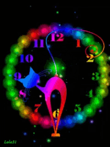 Rainbow Clock Colorful GIF - Rainbow Clock Colorful Cat GIFs