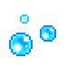 a pixel art illustration of three blue balls on a white background .