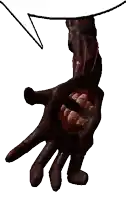 a drawing of a hand with a speech bubble behind it