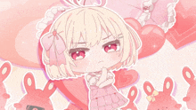 a girl in a pink dress stands in front of a speech bubble that says ' e2 '