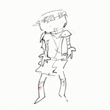 a black and white drawing of a person standing with their arms outstretched .