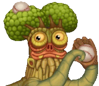 a cartoon monster with a tree on its head is holding a baseball in its hand