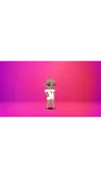 a cartoon character with a bald head is wearing a white shirt and shorts .