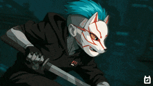 a drawing of a person wearing a mask and holding a sword with a circle around them