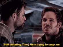 Star Lord Thor GIF - Star Lord Thor Hes Trying To Copy Me GIFs