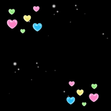 a black background with arabic writing and colorful hearts on it