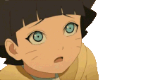 a close up of a cartoon character 's face with blue eyes .