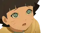 a close up of a cartoon character 's face with blue eyes .