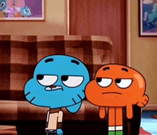 gumball and darwin from the amazing world of gumball are looking at each other