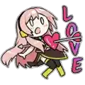 a cartoon girl is holding a heart with an arrow through it and the word love .