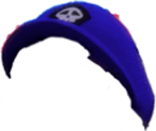 a blue hat with a skull on it