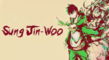 a poster for sung jin-woo shows a man holding a knife