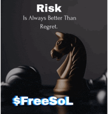 a picture of a chess piece with the words risk is always better than regret on it