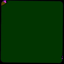 a green background with purple flowers and blue writing