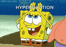 spongebob and patrick from spongebob squarepants are standing next to each other on a beach .