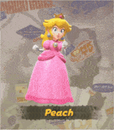 peach is a princess in a pink dress with a crown on her head