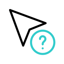 an arrow with a question mark in a circle