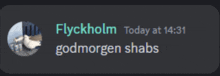 a screenshot of a message from flockholm today at 14:31 godmorgen shabs