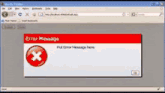 a computer screen displays an error message that says put error message here