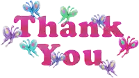 the word thank you is surrounded by butterflies